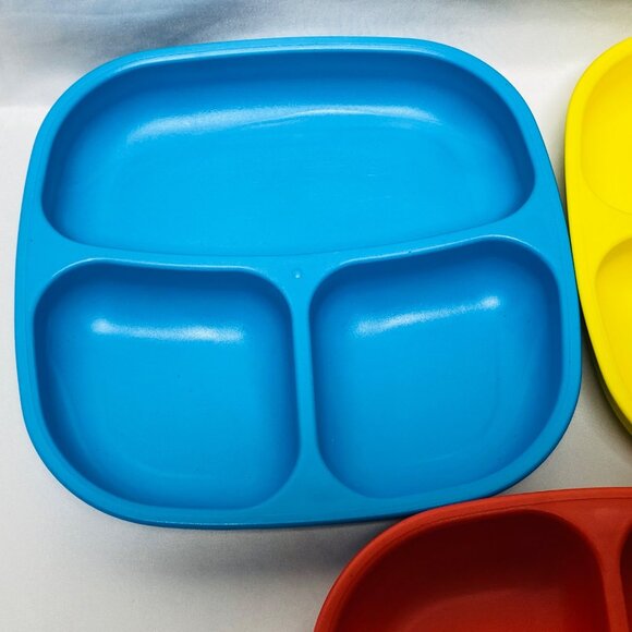 Re-Play 3 Divided Recycled Plastic Plates Kids Toddlers Dinnerware - Picture 9 of 12